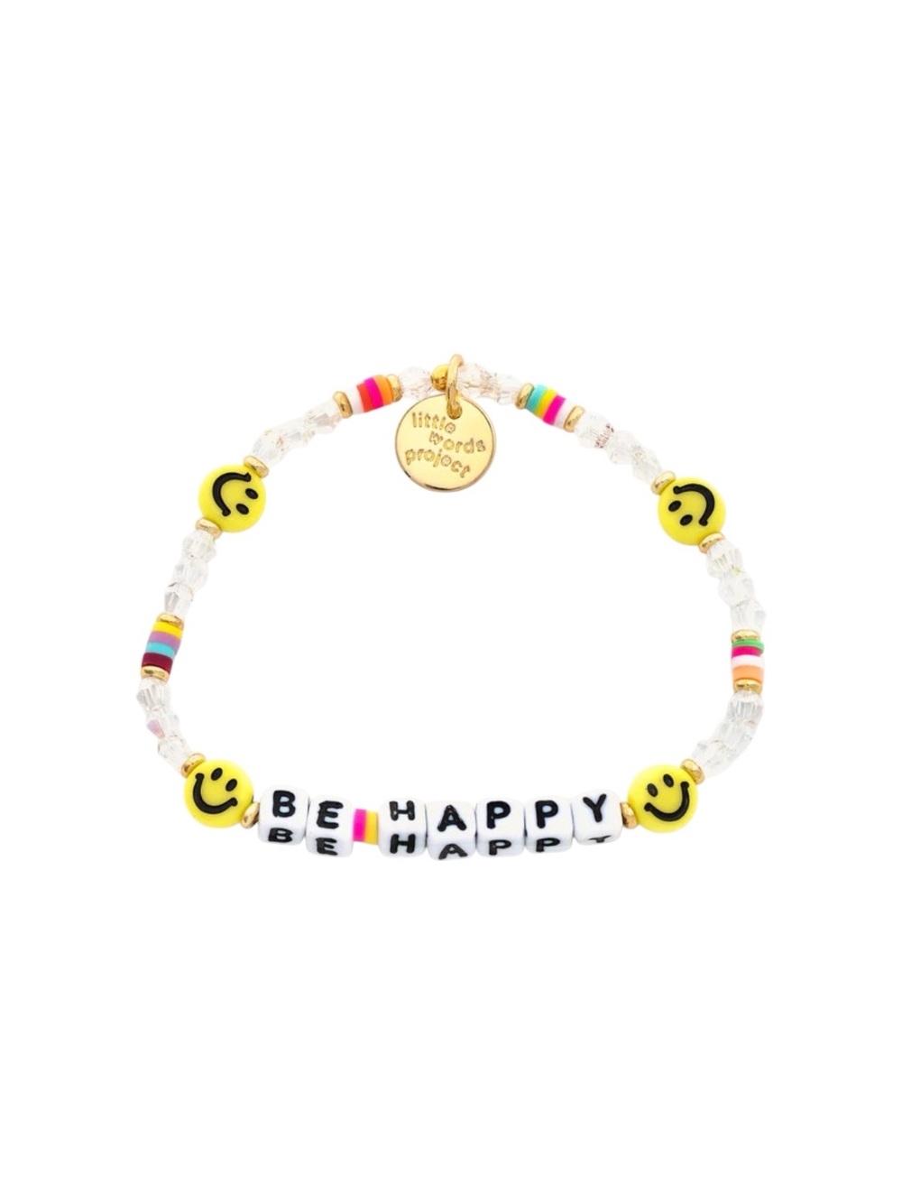Little Words Project Be Happy Smile Bracelet with Yellow Smiley Beads